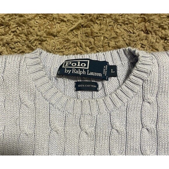 Polo Ralph Lauren 100% Cotton Lavender Cable Knit Sweater Size XL - Picture 2 of 5